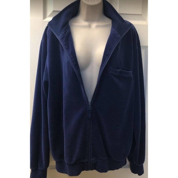 Vintage Irvine Park Women's Blue Velour Jacket Medium Long Sleeve Retro - Picture 5 of 11
